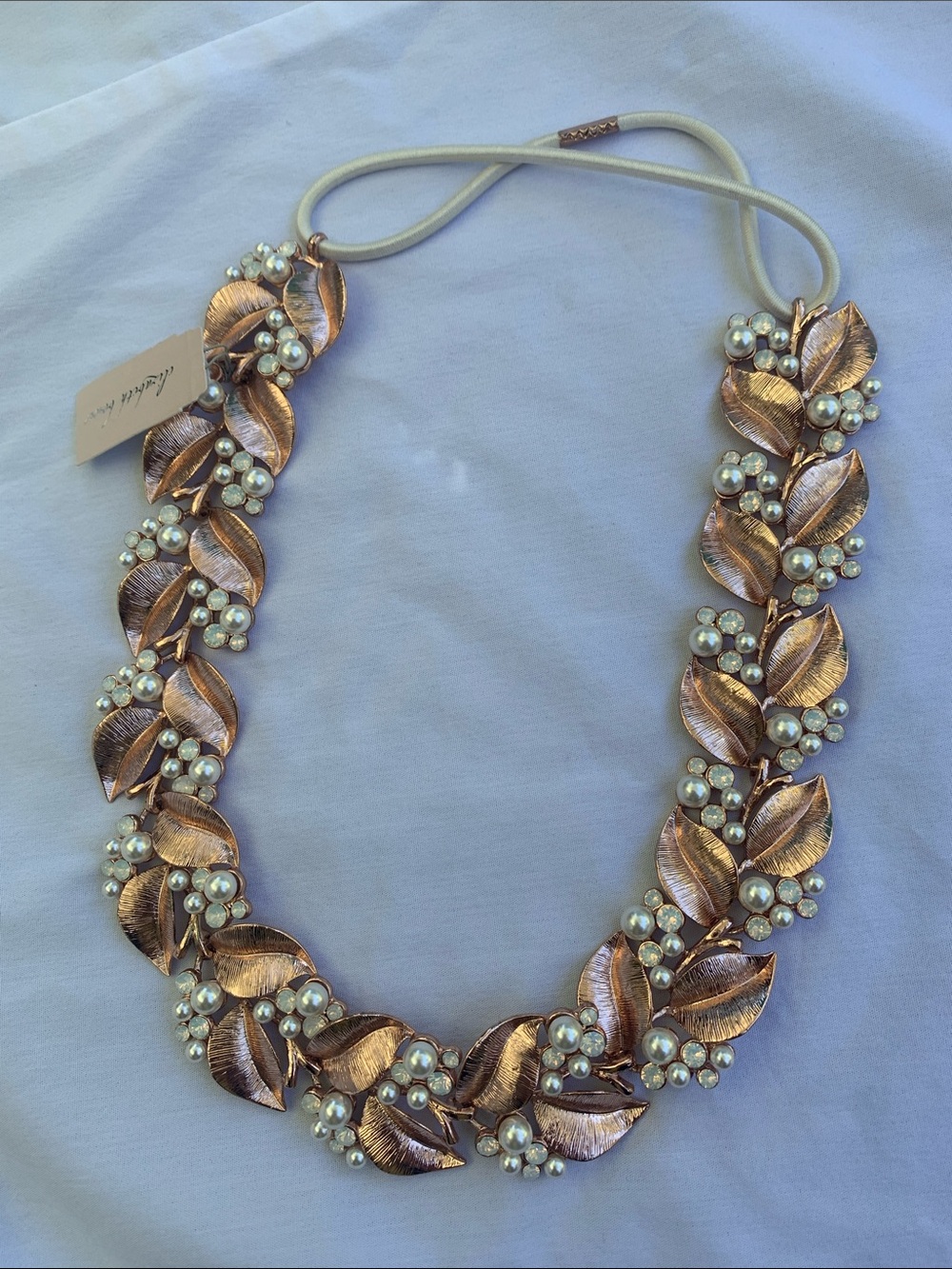 Elizabeth Bower Bramble Band Rose Gold Pearl and  Crystal Headband BHLDN